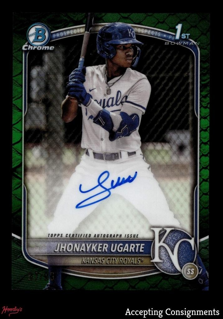 2025 Bowman Chrome Green Reptilian Jhonayker Ugarte 1st ROOKIE AUTO 97/99 ROYALS