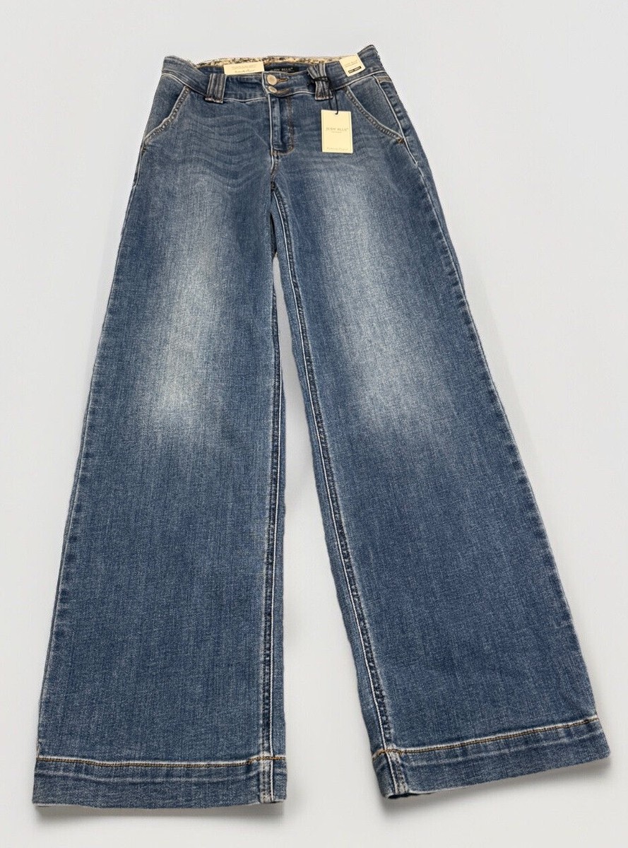 Judy Blue High Waist Double Button Wide Leg Denim Jeans 5/27