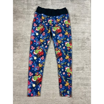 Unbranded Leggings Women TC Blue Grinch Christmas Print Tall Curvy Holiday Pants