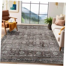 Washable Area Rugs 5x7 Vintage Printed Accent with Non-Slip Backing, Stain