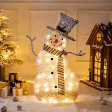 LED Christmas Snowman Light Decoration   Collapsible, Battery Operated, Holiday