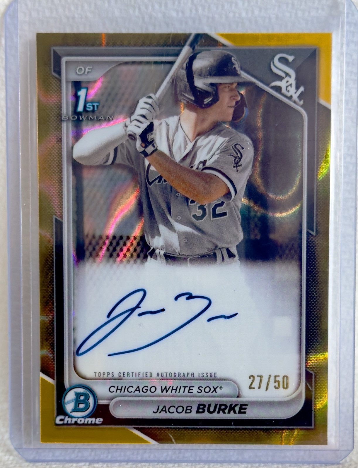 2024 Bowman Jacob Burke Chrome Auto Gold Shimmer Refractor /50 White Sox CPA-JB