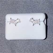 925 Sterling Silver Round Moissanite Stud Scr...