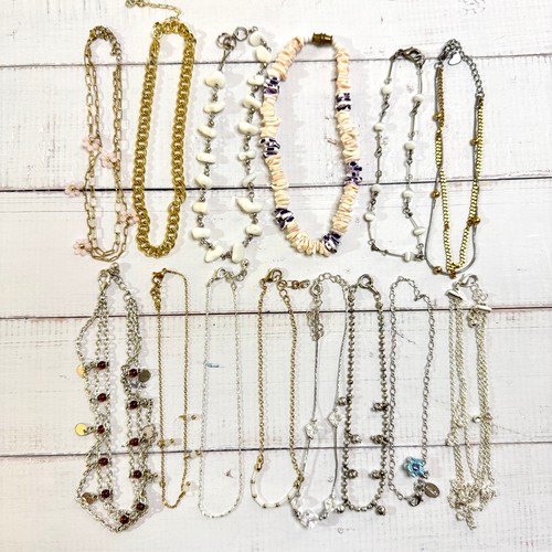 Lot of 14 Anklets Mixed Tone Metal Shell Rhinestones Charms Adjustable Stackable