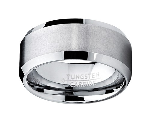 10MM Men's Brushed Tungsten Carbide Wedding Band Ring, Comfort Fit - 第 3/7 張圖片