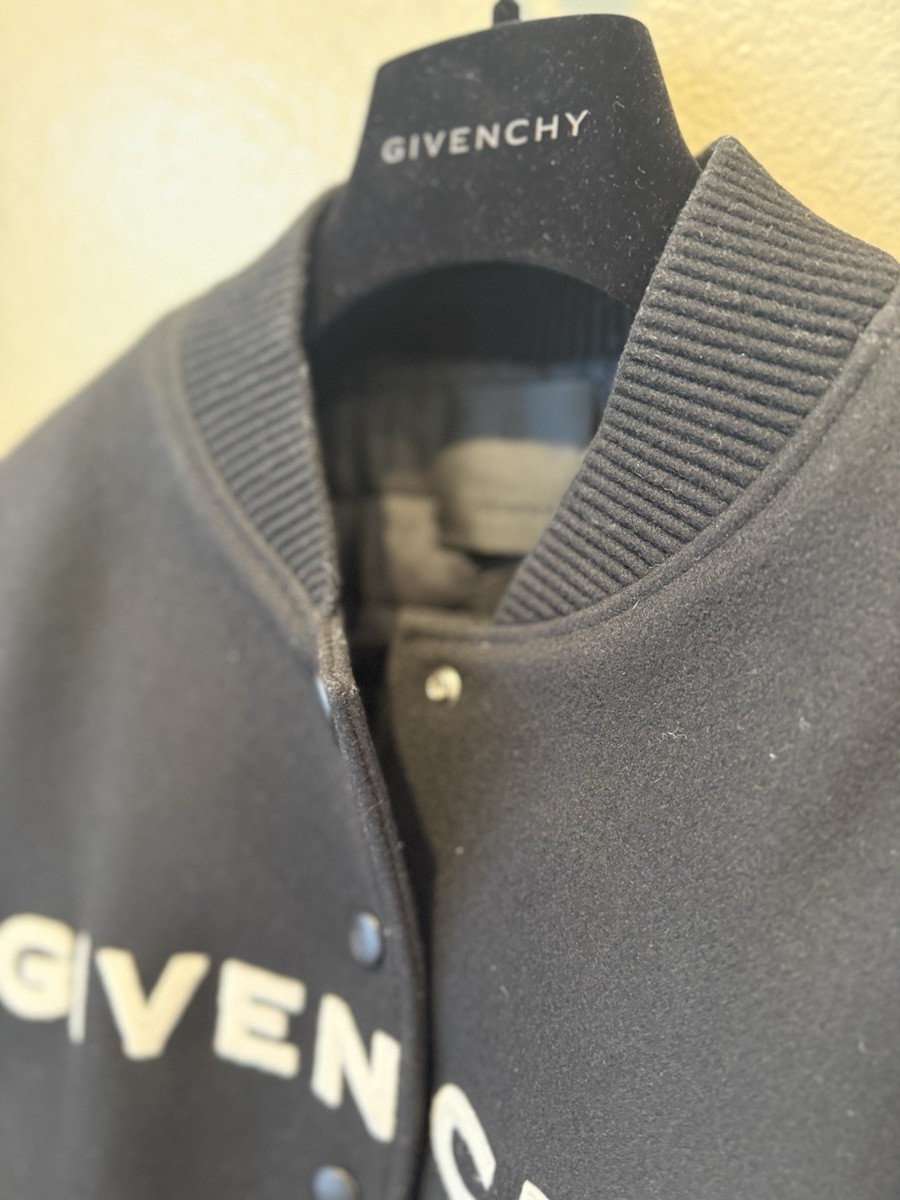 Givenchy Cropped Bomber Jacket Leather Panel 4G Logo Black White