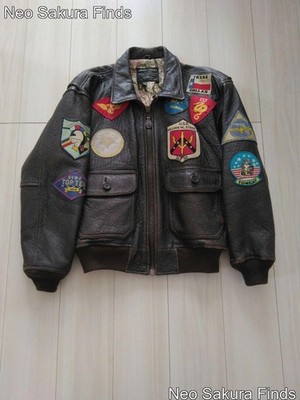 AVIREX 1990's Vintage G-1 TOP GUN Jacket Brown, Length 64cm Width 59cm, S