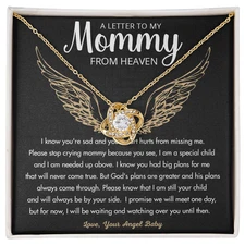 To my Mommy, Gift from Heaven, Gift for Mom, Necklace with touching message card