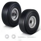 4.10/3.50-4 Tire and Wheel Flat Free, 10x3.50-4'' Solid PU with 5/8'' Axle Bore