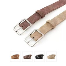 Retro Waist Belt Unisex Faux Leather Rectangular Buckle Student Casual Wear