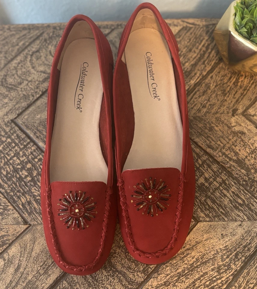 Мокасины с красным бисером Coldwater Creek размер 9,5 - Изображение 2 из 4