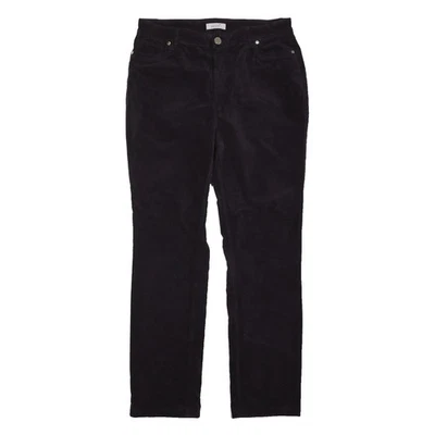 PER UNA Pantalon Droit Coupe Régulière Coton Mélangé Noir W34 L30 Classique - Photo 1/4