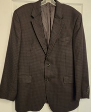 Jos A Bank Sport Coat Blazer Silk Wool Men's 42R Black/Brown Suit Jacket