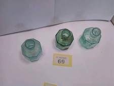 Antique Glass Ink Well  Bottle X 3 