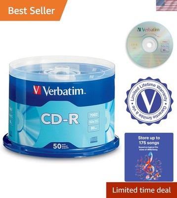50 Pack Verbatim CD-R Blank Discs - Ideal 700MB for Music and Image Archiving