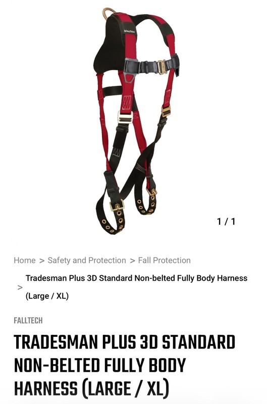 FallTech 7010BLX Contractor Full Body Harness  Brand New ~ L/XL
