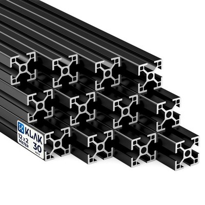 KLAK 30 - 12x Aluprofil 30x30mm 2m System-, Montageprofil Typ-I Nut 8 schwarz