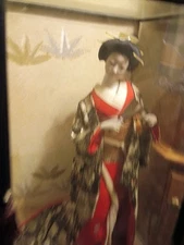 Handmade Japanese Geisha Porcelain Doll In Display Box Vintage Asian Art