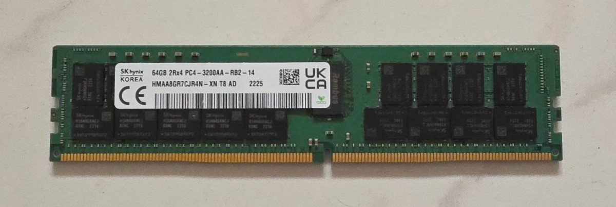 SK HYNIX 64GB 2Rx4 PC4-3200AA-RB2-14 HMAA8GR7CJR4N-XN Server