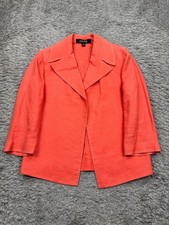 Kasper Jacket Women 6 Coral Pink Linen Open Front Career Sports Coat Suit Blazer