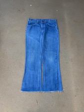 Vintage 70  s Levi  s 646 Orange Tab Bellbottom Flare Faded Denim Jeans Size 33x27