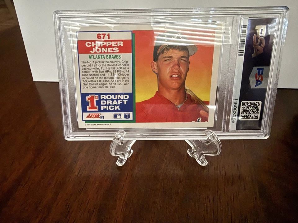 1991 Score Chipper Jones RC PSA 10 GEM MT #671 Braves - Image 4 of 4