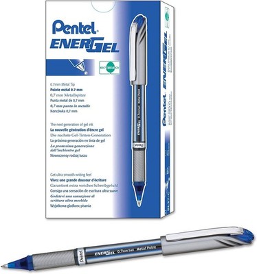 Pentel EnerGel NV Gel Ink Pen, (0.7mm), Medium 12 Count (Pack of 1), Blue 