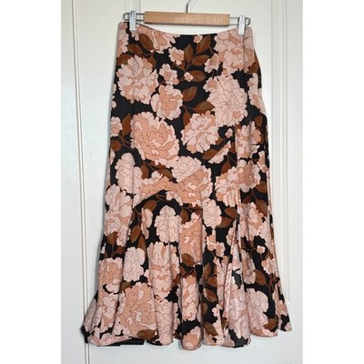 Who What Wear Women's Floral Midi Skirt Size 6 Floating Mums