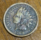 1908-S Indian Head Cent Penny Key Date San Francisco Minted Very Fine+ Env Dmg