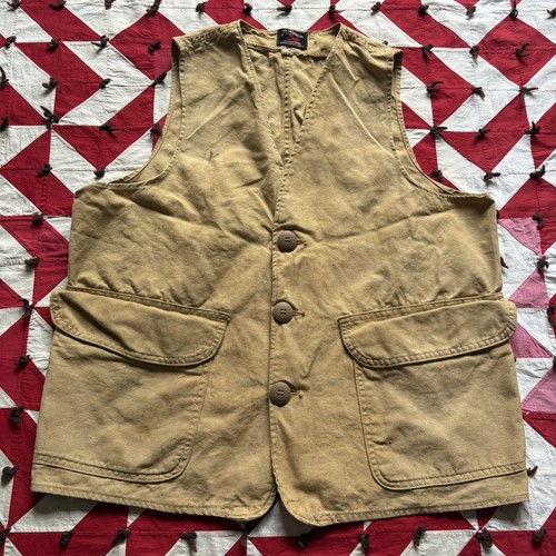 Vintage JC Higgins Hunting Vest Beige As Is Worn Flaws 60s Outdoors