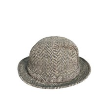 Stetson Equalizer Herringbone Wool Blend Fedora Hat Grey Blue Mens Large 7 1/4