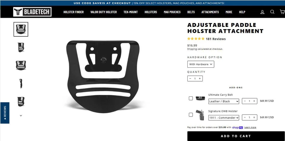 Coldre de remo BladeTech RH clássico para equalizador S&W/M&P Sheild EZ 9MM/.380 - Imagem 2 de 4