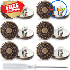 12 Sets No Sew Jeans Buttons Replacement Adjustable Metal Pants Buttons 17mm 20m
