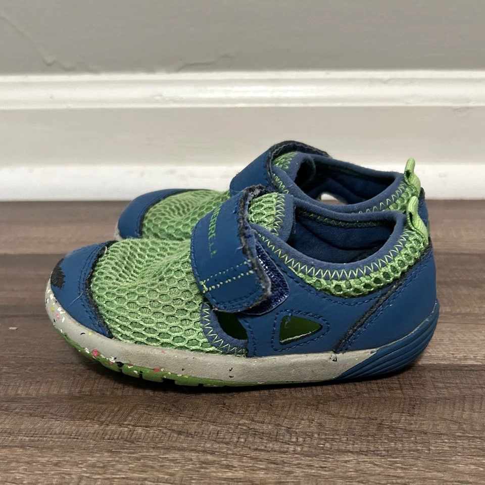 Merrell Baby Toddler Shoes 5.5M Green Blue H2O Sandal Water Closed Toe Hook Loop - Image 3 of 4