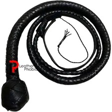 Bullwhip 6-Feet Handmade 12-Plaits Genuine Leather Bullwhip Training, Display