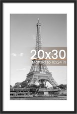 upsimples 20x30 Poster Frame, Display Pictures 16x24 with Mat, 1 Pack, Black