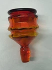 Mid Century Modern Blenko Glass Tangerine Ribbed Stopper for Decanter #2 🐝