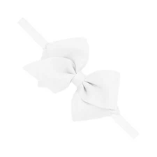 Girls' Extra Small Sized Grosgrain Bow on Matching Skinny Nylon Band White