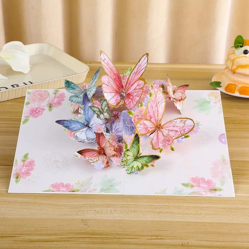 3D Pop Up Butterfly Greeting Card Anniversary Birthday Mother's Day Gift For Her - Image 2 of 4