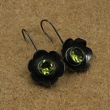 Peridot Gemstone Drop Earrings 925 Silver Handmade Jewelry 1.25" For Girlfriend
