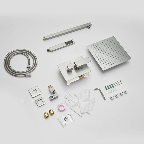 BWE 12 Inch Square Shower Head System 2-Functions Bathroom Luxury Rain Mixer Sho - Picture 4 of 8