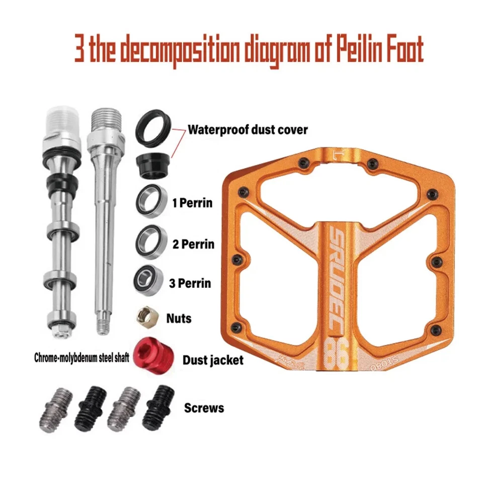 Pedal de bicicleta de carretera de montaña con rodamiento sellado Pedales de triperina aumentada antideslizantes Foto 3 de 4