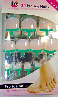 Nadeco Toenails Glue ON -Shiny Green French - Tabbed