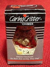 Vintage Jasco Caring Critter Chimer Christmas Bell Ornament - Mother Baby Mouse