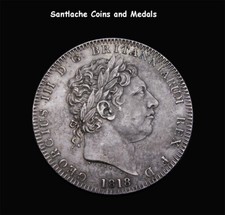 1818 KING GEORGE III SILVER CROWN - LIX Edge - HIGH GRADE COIN