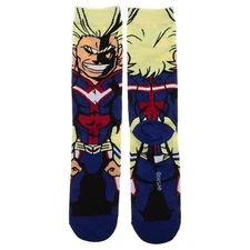 All Might 360 Men's Crew Socks MY HERO ACADEMIA Bioworld 1 Pair Novelty Gift