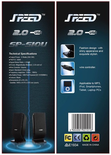 SPEED SP-S10U USB Powered 2.0 PC Speakers for Tablet Laptop Computers - Picture 4 of 5