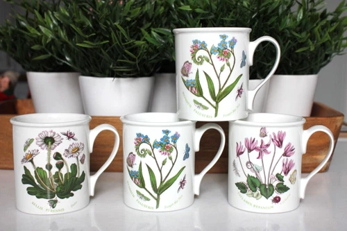 Portmeirion Botanic Garden Lot Of 4 Mugs Cyclamen Forget Me Not Daisy