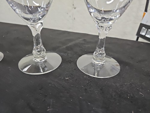 Set 4 Fostoria Wedding Ring Platinum Rim Crystal Water Goblets 6 1/4" UV Glow - Picture 10 of 17