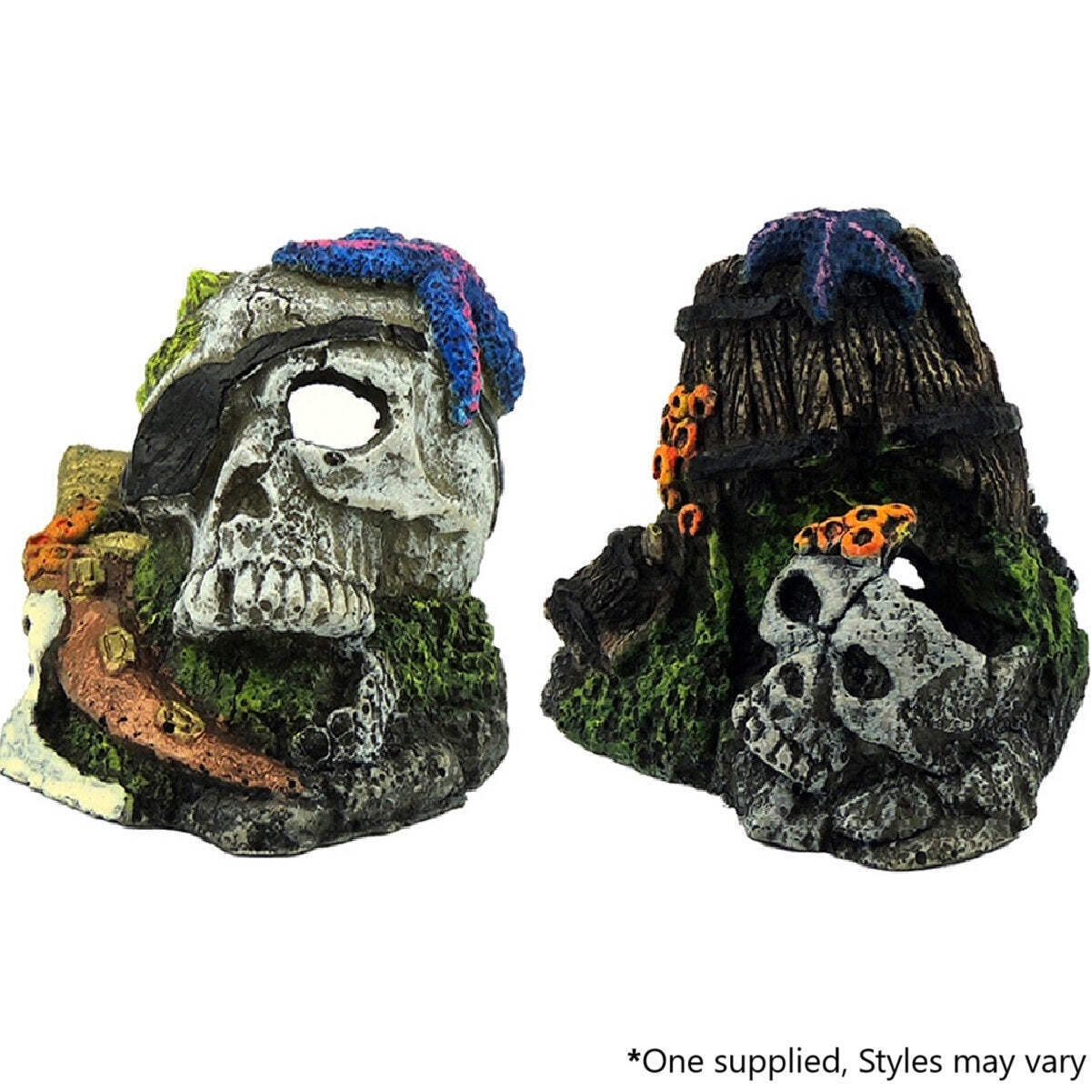SMALL SKULL - (8cm) - Classic Fish Aquarium Aqua Ornament Tank Pirate Decoration